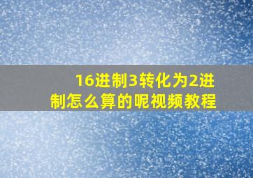 16进制3转化为2进制怎么算的呢视频教程