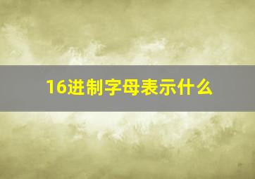 16进制字母表示什么