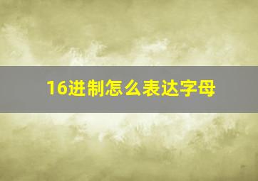 16进制怎么表达字母