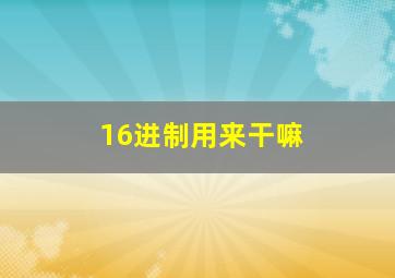 16进制用来干嘛