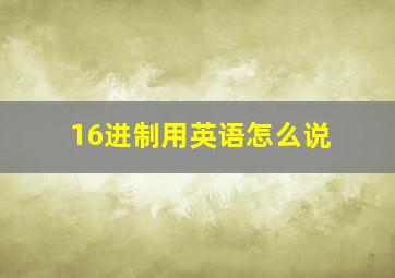 16进制用英语怎么说