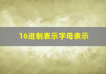 16进制表示字母表示