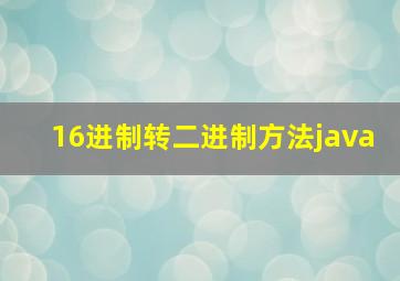 16进制转二进制方法java