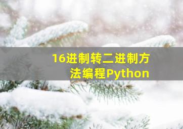 16进制转二进制方法编程Python