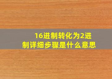 16进制转化为2进制详细步骤是什么意思