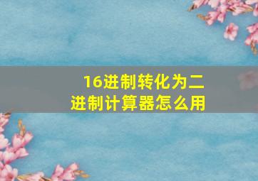 16进制转化为二进制计算器怎么用