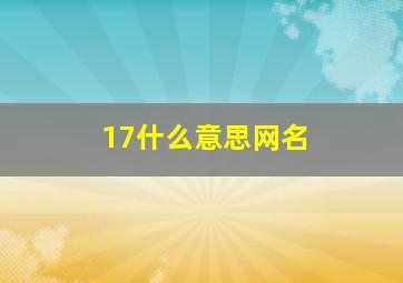 17什么意思网名