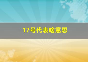 17号代表啥意思