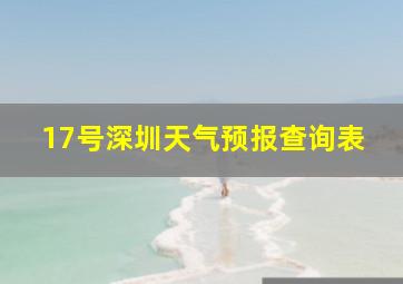 17号深圳天气预报查询表