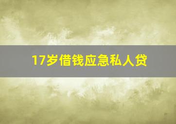 17岁借钱应急私人贷