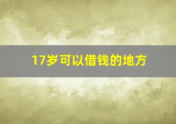 17岁可以借钱的地方