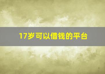 17岁可以借钱的平台