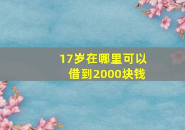 17岁在哪里可以借到2000块钱