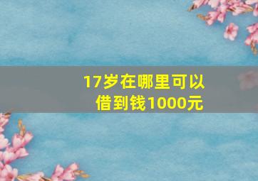 17岁在哪里可以借到钱1000元