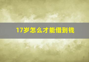 17岁怎么才能借到钱