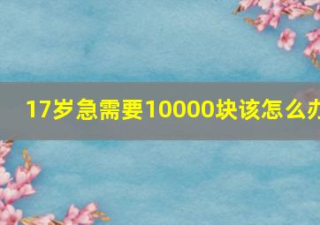 17岁急需要10000块该怎么办