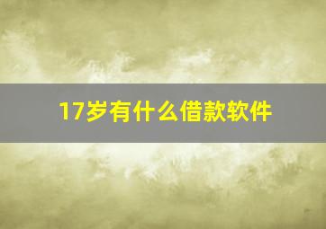 17岁有什么借款软件