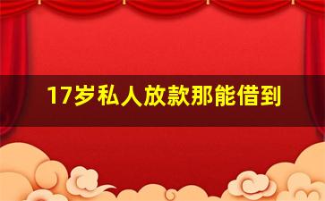 17岁私人放款那能借到