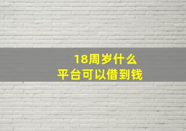 18周岁什么平台可以借到钱