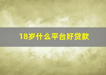 18岁什么平台好贷款