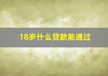 18岁什么贷款能通过