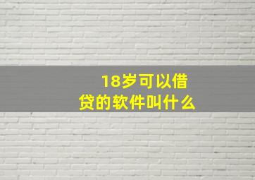 18岁可以借贷的软件叫什么