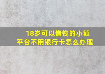 18岁可以借钱的小额平台不用银行卡怎么办理