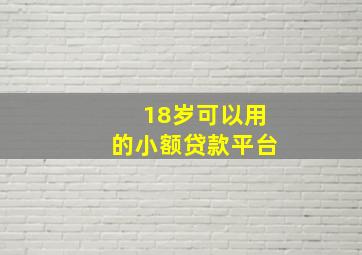 18岁可以用的小额贷款平台