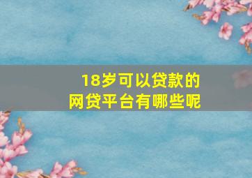 18岁可以贷款的网贷平台有哪些呢