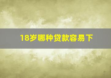 18岁哪种贷款容易下