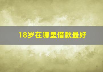 18岁在哪里借款最好