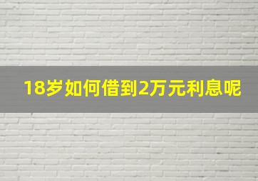 18岁如何借到2万元利息呢