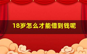 18岁怎么才能借到钱呢