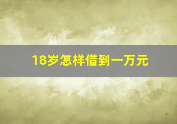 18岁怎样借到一万元