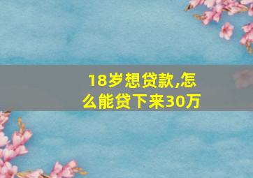 18岁想贷款,怎么能贷下来30万