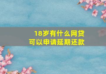 18岁有什么网贷可以申请延期还款