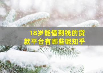 18岁能借到钱的贷款平台有哪些呢知乎