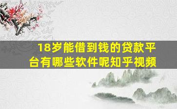 18岁能借到钱的贷款平台有哪些软件呢知乎视频