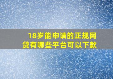 18岁能申请的正规网贷有哪些平台可以下款