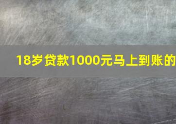 18岁贷款1000元马上到账的