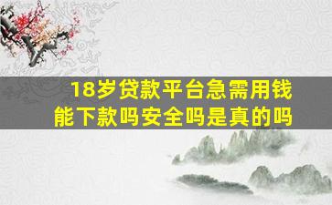 18岁贷款平台急需用钱能下款吗安全吗是真的吗