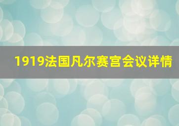 1919法国凡尔赛宫会议详情