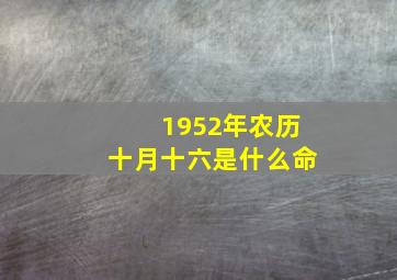 1952年农历十月十六是什么命