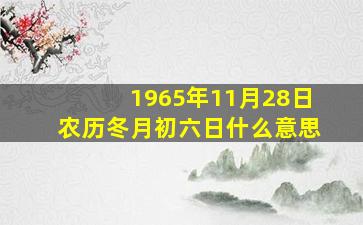 1965年11月28日农历冬月初六日什么意思