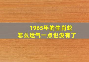 1965年的生肖蛇怎么运气一点也没有了