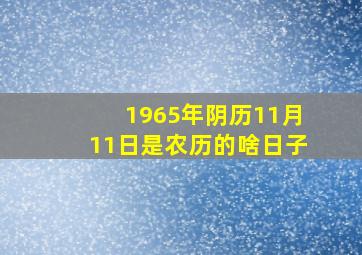 1965年阴历11月11日是农历的啥日子