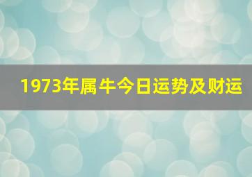 1973年属牛今日运势及财运