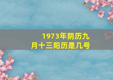 1973年阴历九月十三阳历是几号