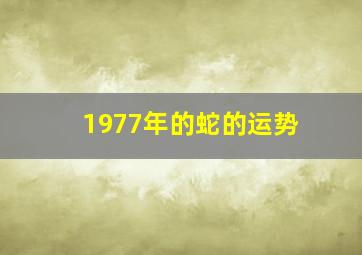 1977年的蛇的运势