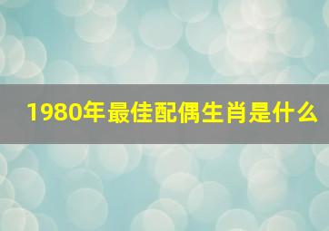 1980年最佳配偶生肖是什么